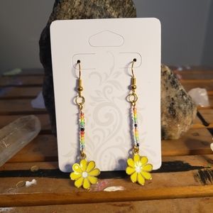 Handmade rainbow sunflower earrings